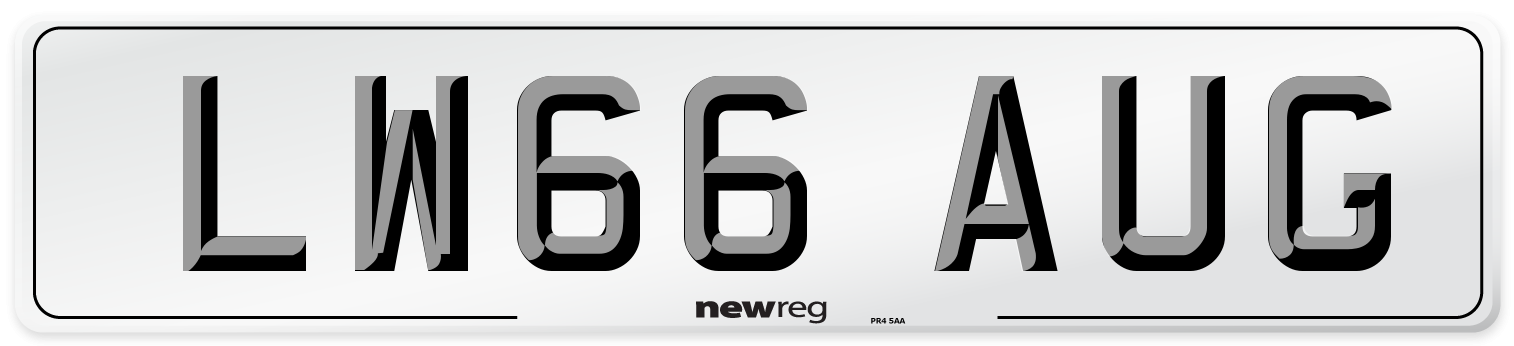 LW66 AUG Number Plate from New Reg